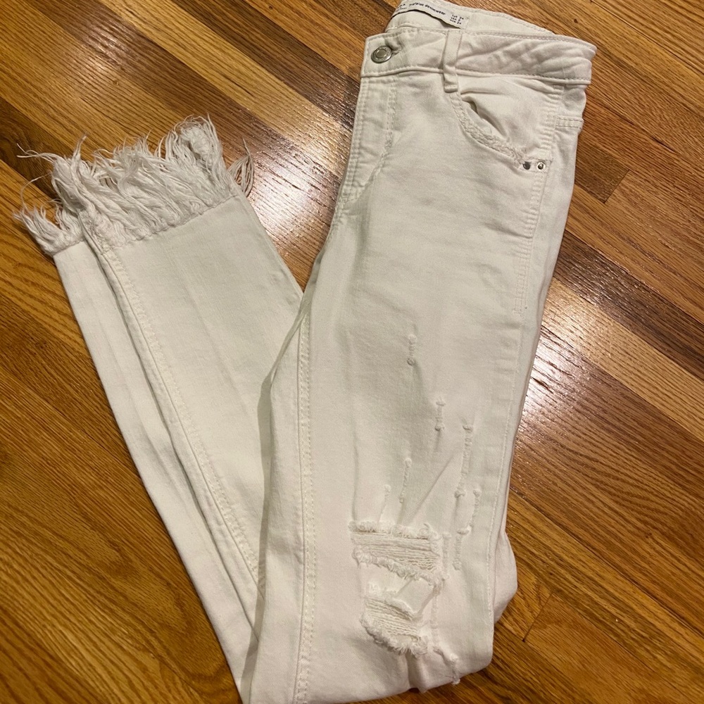 Zara Trafaluc Denimwear White Skinny Jeans Size 2
